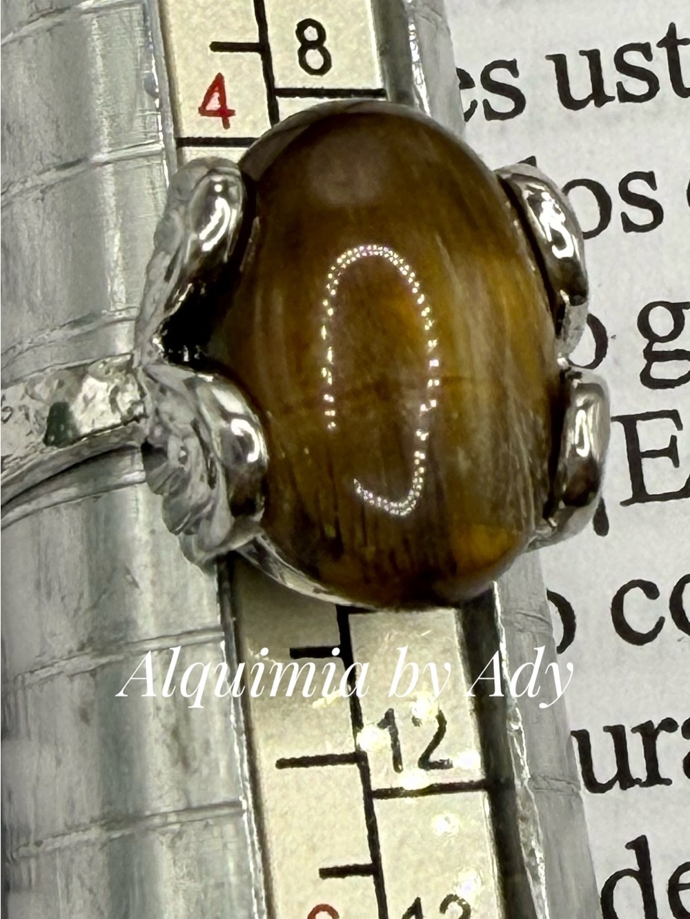 Tiger Eye Silver-Plated Statement Ring - Golden Brown